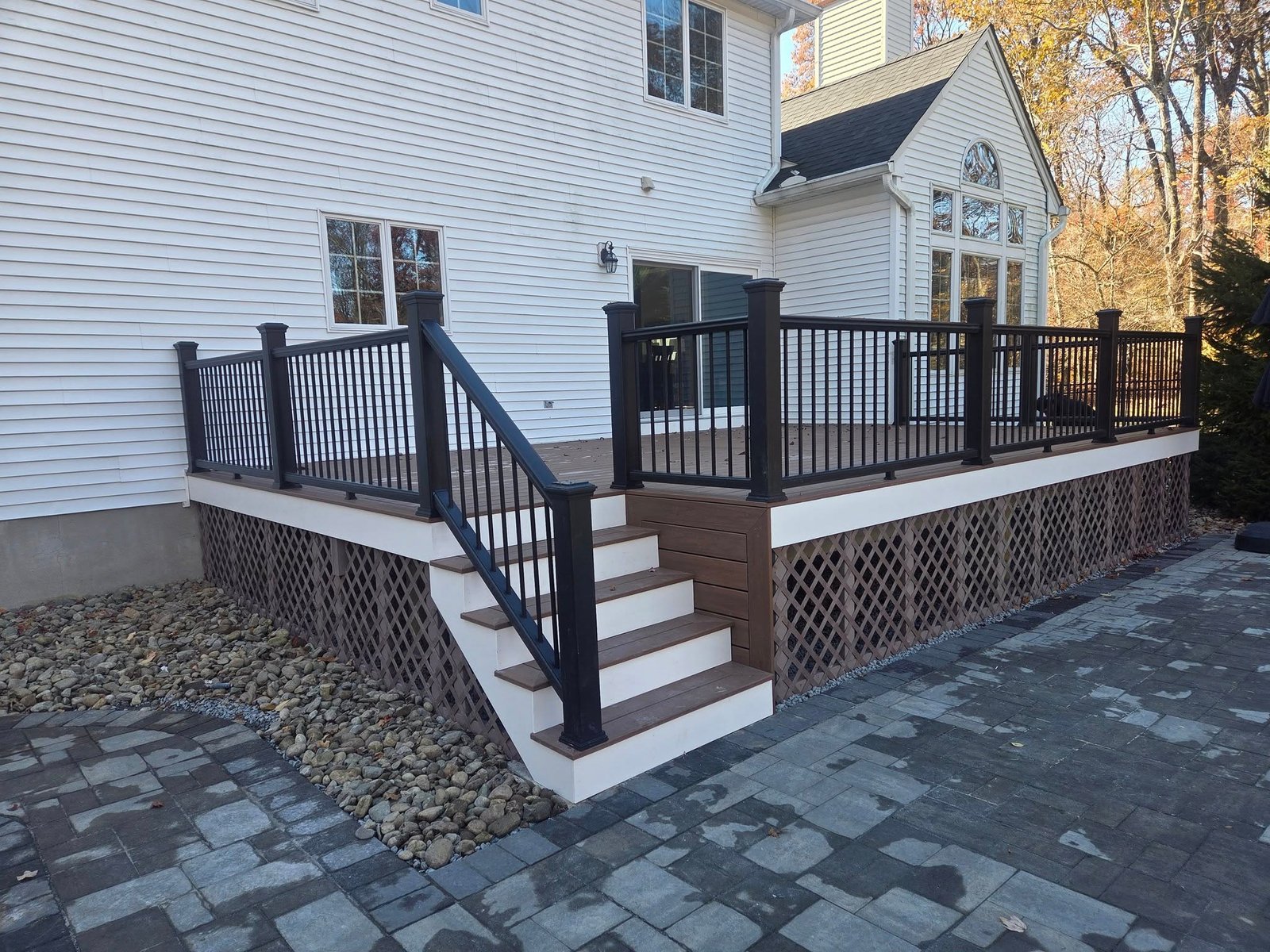 Custom outdoor wood deck construction